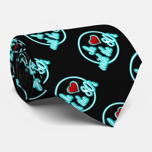 80年代のレトロブルーのネオンロゴのネクタイに恋をする ネクタイ (ロール)