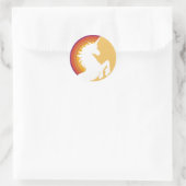 80年代のレトロユニコーンとレインボーステッカー ラウンドシール (バッグ)