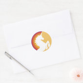 80年代のレトロユニコーンとレインボーステッカー ラウンドシール (封筒)