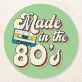 80年代のレトロ波ヴィンテージ美学で作られた ラウンドペーパーコースター (正面)