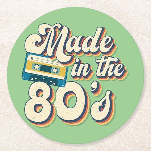 80年代のレトロ波ヴィンテージ美学で作られた ラウンドペーパーコースター (正面)
