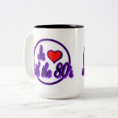 80年代のレトロ紫のロゴマグに恋して ツートーンマグカップ (正面左)