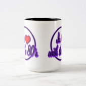 80年代のレトロ紫のロゴマグに恋して ツートーンマグカップ (中央)