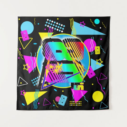 80年代のレトロ ヴィンテージ オールドスクールスタイル タペストリー (正面(横))