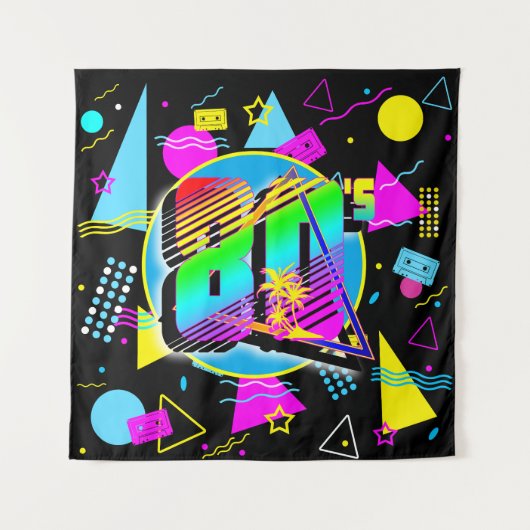 80年代のレトロ ヴィンテージ オールドスクールスタイル タペストリー (正面)