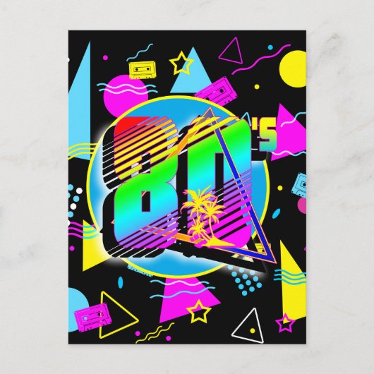 80年代のレトロ ヴィンテージ オールドスクールスタイル ポストカード (正面)