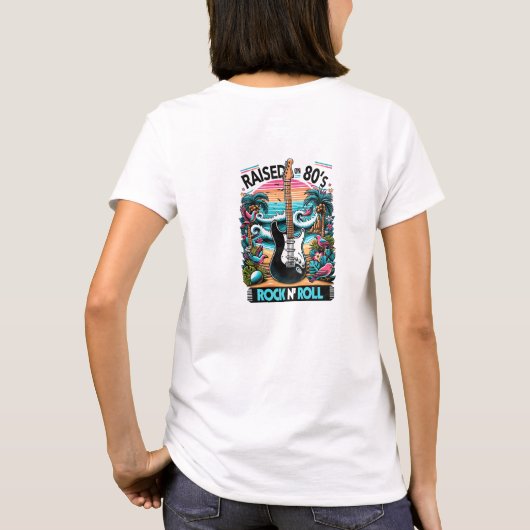 80年代のロックとロールのギター音楽フローラで育った Tシャツ (裏面)