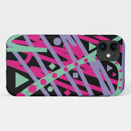 80年代のヴィンテージカラーがメドレアートを飛び交ポップ・アートのう Case-Mate iPhoneケース (裏面(横))