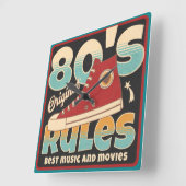 80年代のヴィンテージ色レトロ スクエア壁時計 (傾斜)