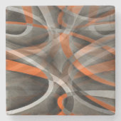 80年代のヴィーブはオレンジと灰色の層状カーフを燃やした ストーンコースター (正面)