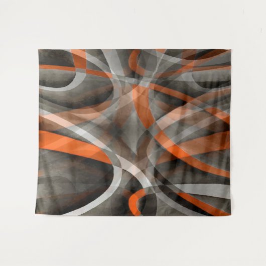 80年代のヴィーブはオレンジと灰色の層状カーフを燃やした タペストリー (正面(横))