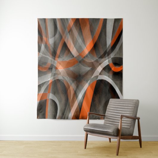 80年代のヴィーブはオレンジと灰色の層状カーフを燃やした タペストリー (インサイチュ)