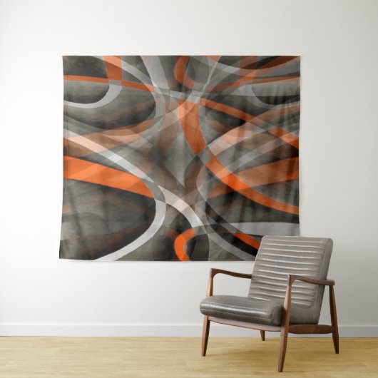 80年代のヴィーブはオレンジと灰色の層状カーフを燃やした タペストリー (インサイチュ(横))