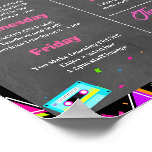 80年代の先生スタッフの評価の週テンプレート ポスター (角)