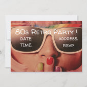 80年代の八十年代のレトロのテーマのダンスパーティー 招待状 (正面)