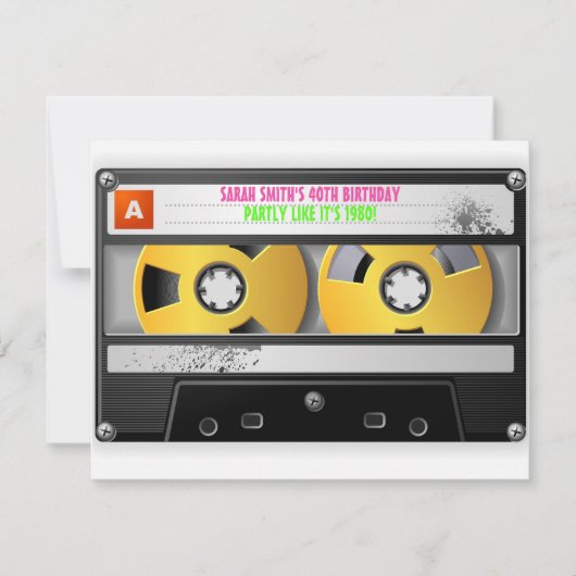 80年代の刺激を受けたな誕生日 招待状 (正面)