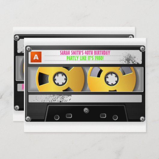 80年代の刺激を受けたな誕生日 招待状 (正面/裏面)