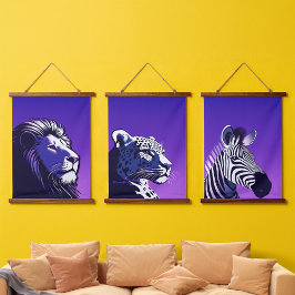 80年代の動物 吊り下げ型タペストリー