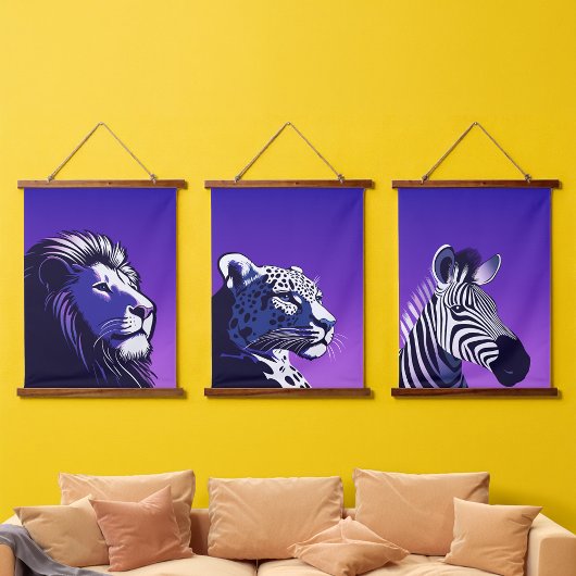 80年代の動物 吊り下げ型タペストリー