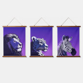 80年代の動物 吊り下げ型タペストリー (トリプル)