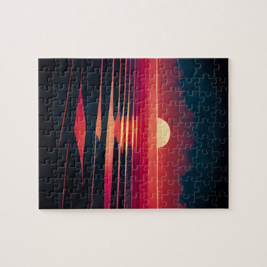 80年代の合成波紅海とヴィンテージ夕日 ジグソーパズル (横)