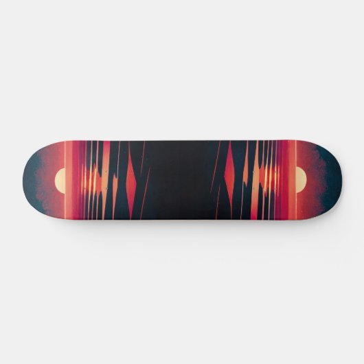80年代の合成波紅海とヴィンテージ夕日 スケートボード (横)