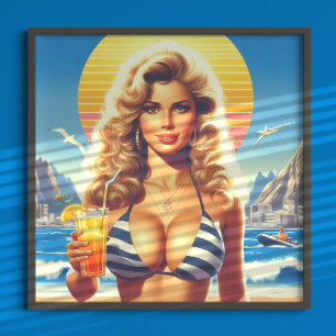 80年代の夏の女性 ポスター
