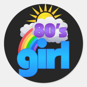 80年代の女の子 ラウンドシール