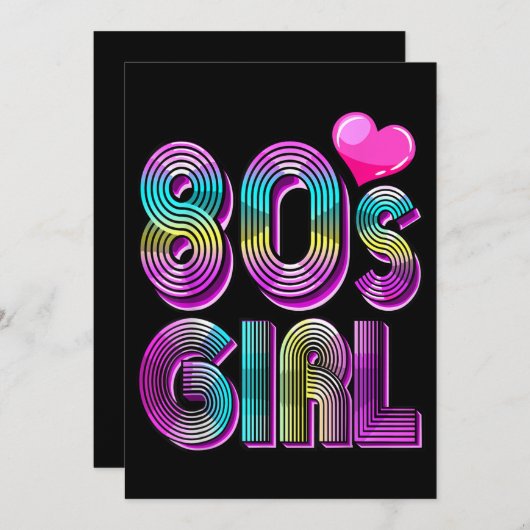 80年代の女子バースデーパーティー衣装 レトロ ヴィンテージ 招待状 (正面/裏面)