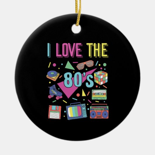 80年代の女性と男性の服が好きなパーティー セラミックオーナメント (正面)