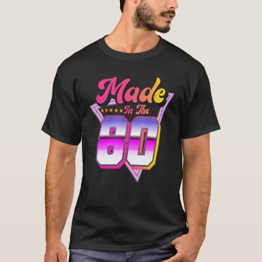 80年代の女性男性用レトロ80年代の衣装 Tシャツ (正面)