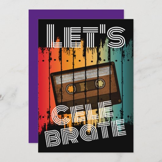 80年代の学校の同窓会を祝おう カセットテープ 招待状 (正面/裏面)