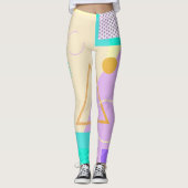 80年代の幾何レトロファンキーメンフィスパターンのレギング レギンス (正面)