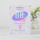 80年代の幾何学模様パーティー招待状(紫色) 招待状 (スタンド正面)