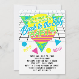 80年代の幾何学的な1980年代の80年代のパーティーに戻る 招待状