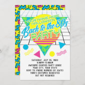 80年代の幾何学的な1980年代の80年代のパーティーに戻る 招待状 (正面/裏面)