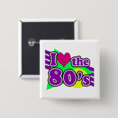 80年代の幾何学的ネオン80年代パーティーが大好き 缶バッジ (正面&裏面)