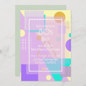 80年代の幾何学的ファンキーレトロ黄色のアナウンスカード 案内状 (正面/裏面)