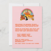 80年代の懐かしいレトロな誕生日パーティー ピンク 招待状 (裏面)