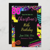 80年代の招待状、80年代に戻る、あらゆる時代、 セーブザデート (正面/裏面)