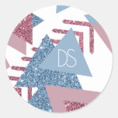 80年代の月光抽象 | ダスティピンクとブルーのカスタム ラウンドシール (正面)
