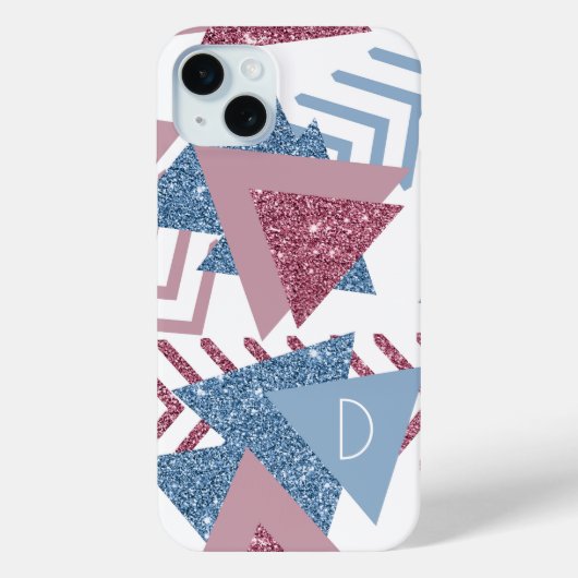 80年代の月抽象芸術 |ほこりっぽいピンクとブルーのカスタム Case-Mate iPhoneケース (裏面)