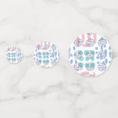 80年代の月抽象芸術 |ほこりっぽいメイブピンクとブルー コンフェッティ (正面)