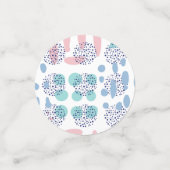 80年代の月抽象芸術 |ほこりっぽいメイブピンクとブルー コンフェッティ (スモール正面)