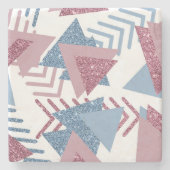 80年代の月抽象芸術 |ほこりっぽいメイブピンクとブルー ストーンコースター (正面)