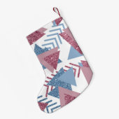 80年代の月抽象芸術 |ほこりっぽいメイブピンクとブルー スモールクリスマスストッキング (裏面 (吊り時))