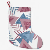 80年代の月抽象芸術 |ほこりっぽいメイブピンクとブルー スモールクリスマスストッキング (正面)