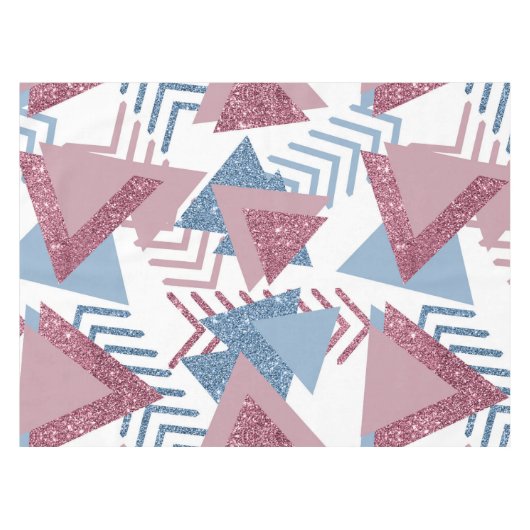 80年代の月抽象芸術 |ほこりっぽいメイブピンクとブルー テーブルクロス (正面(横))