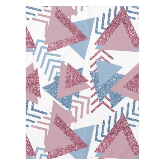 80年代の月抽象芸術 |ほこりっぽいメイブピンクとブルー テーブルクロス (正面)