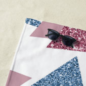 80年代の月抽象芸術 |ほこりっぽいメイブピンクとブルー ビーチタオル (インサイチュ)